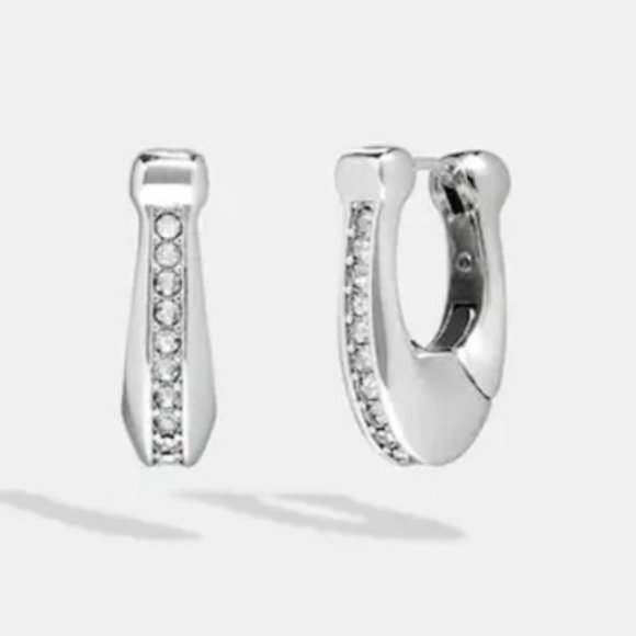 COACH Signature Pavé Hoop Earrings - Picture 1 of 1